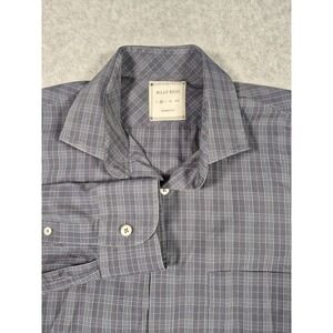 Billy Reid Shirt Mens Medium Blue Plaid Standard Cut Long Sleeve Button Up